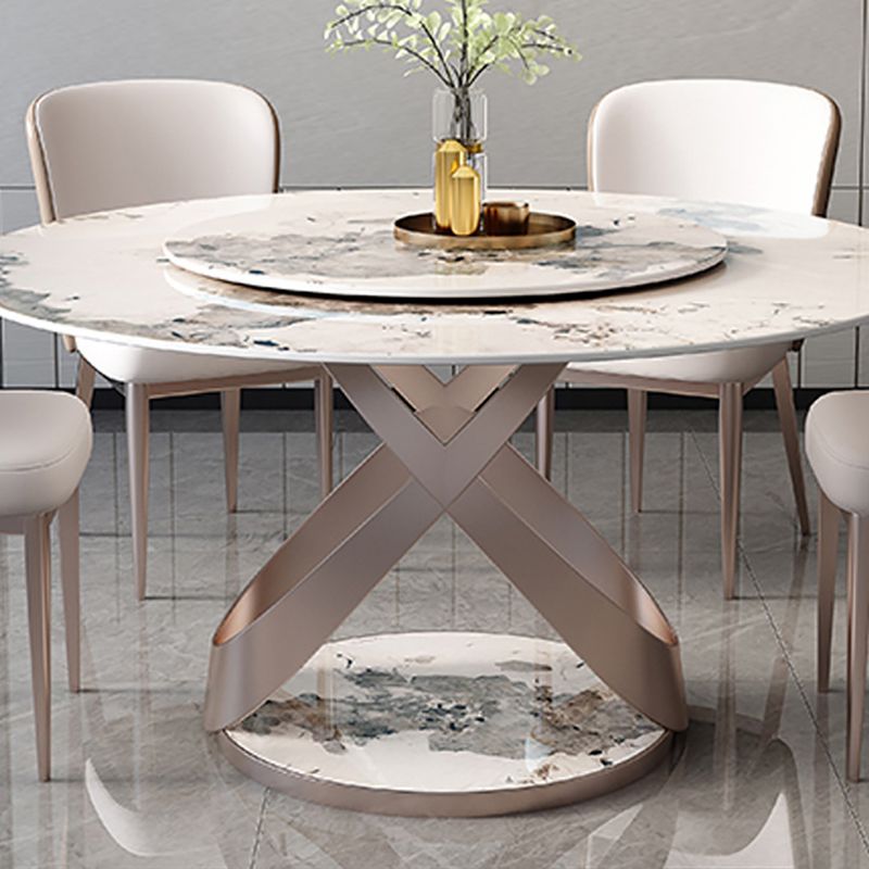 Stone Top Dining Table Round Modern Dining Table with Pedestal Base
