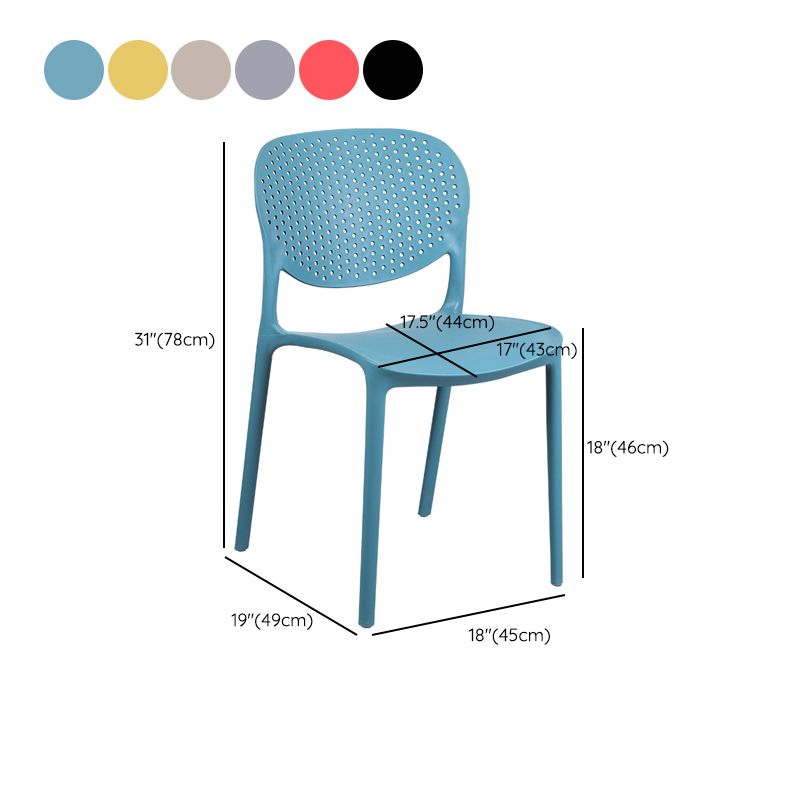 Plastic Stacking Side Chair Modern Style Open Back Armless Chair