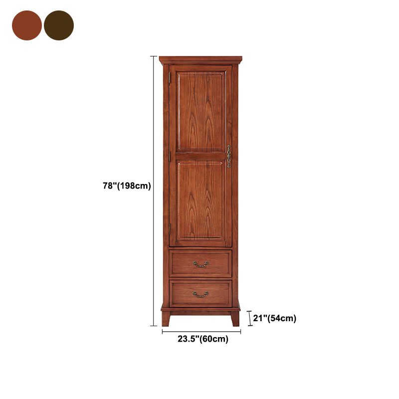 Traditional Rubberwood Armoire for Home Matte Finish Cabinet with Hinged Door