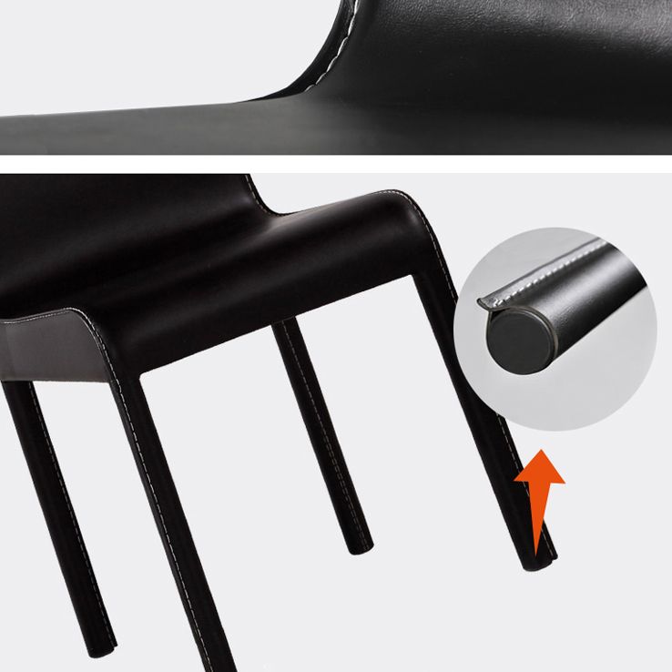 Chaise d'appoint en cuir pour restaurant contemporain Chaise de salle à manger à dossier solide (Ensemble de 2)