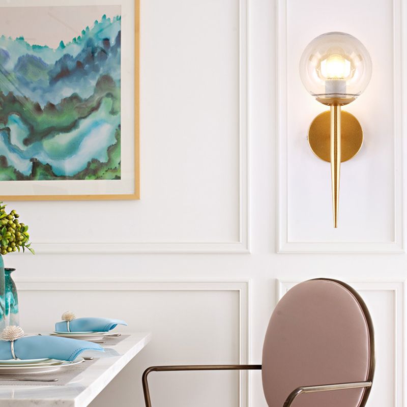 Contemporary Single Bathroom Vanity Light Glass Shaded Bath Bar in Golden / Black