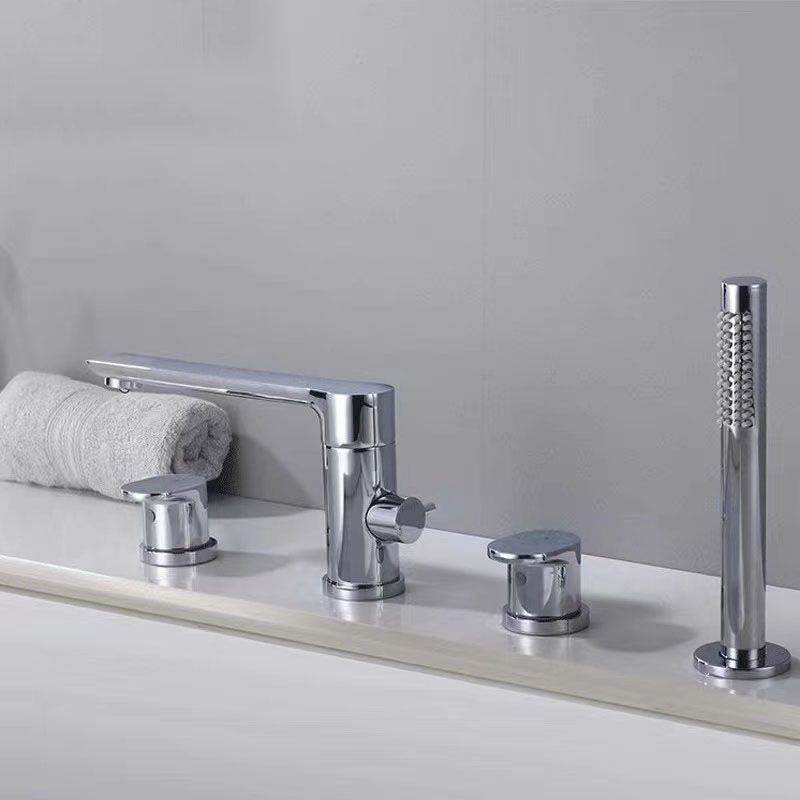 Modern Roman Tub Filler Copper with Hand Shower Deck Mounted Roman Tub Faucet
