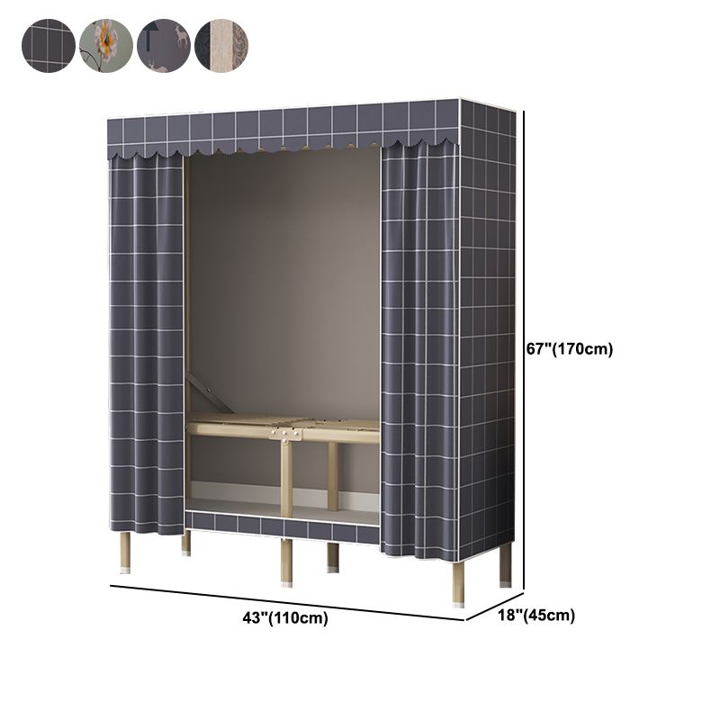 Contemporary Style Metal Wardrobe Cloth Rod Included Wardrobe Closet