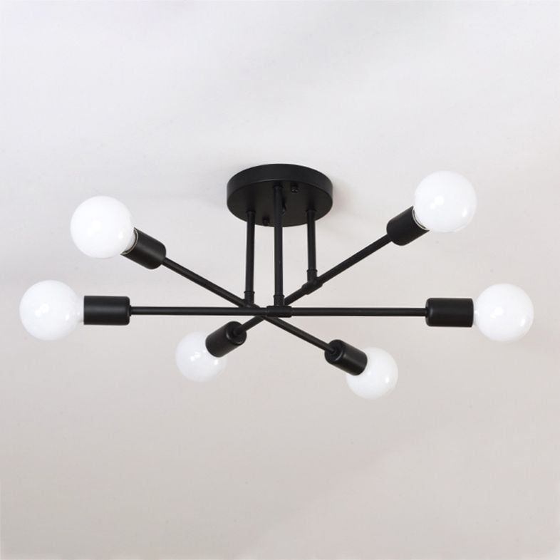 Metal Sputnik Shade Flush Ceiling Light Modern Style 6 Lights Flush Mount Fixture