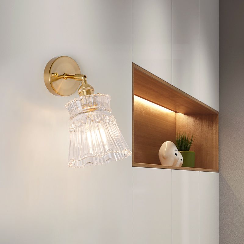 Living Room Metal Wall Sconce Modern 1 Head Glass Wall Mounted Light Fixture