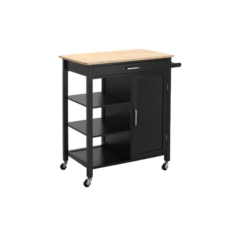 Modern Style 35.83"H Rolling Kitchen Cart Wood Rectangular Kitchen Island Cart