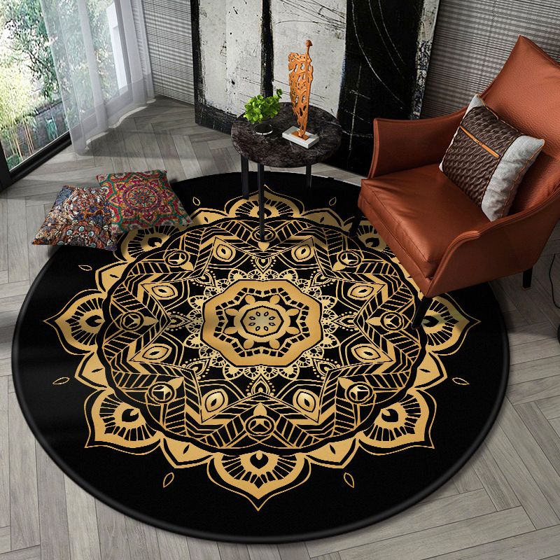 Nostalgic Multicolor Tribal Print Rug Polypropylene Moroccan Carpet Pet Friendly Stain Resistant Non-Slip Rug for Great Room