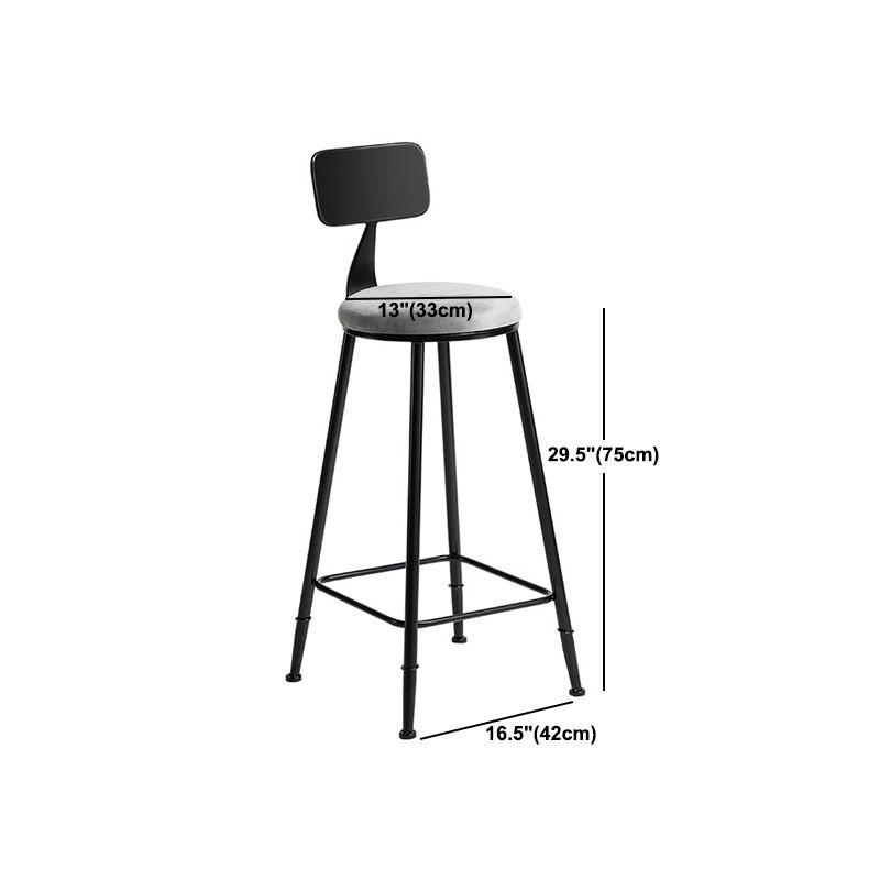 Industrial Metal Barstool Low Back Fabric Upholstered Counter Stool in Matte Finish