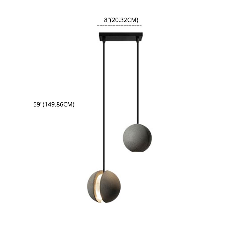 Mini Sphere Hanging Lamp Modern Cement 1 Head Restaurant Pendant Light in Grey