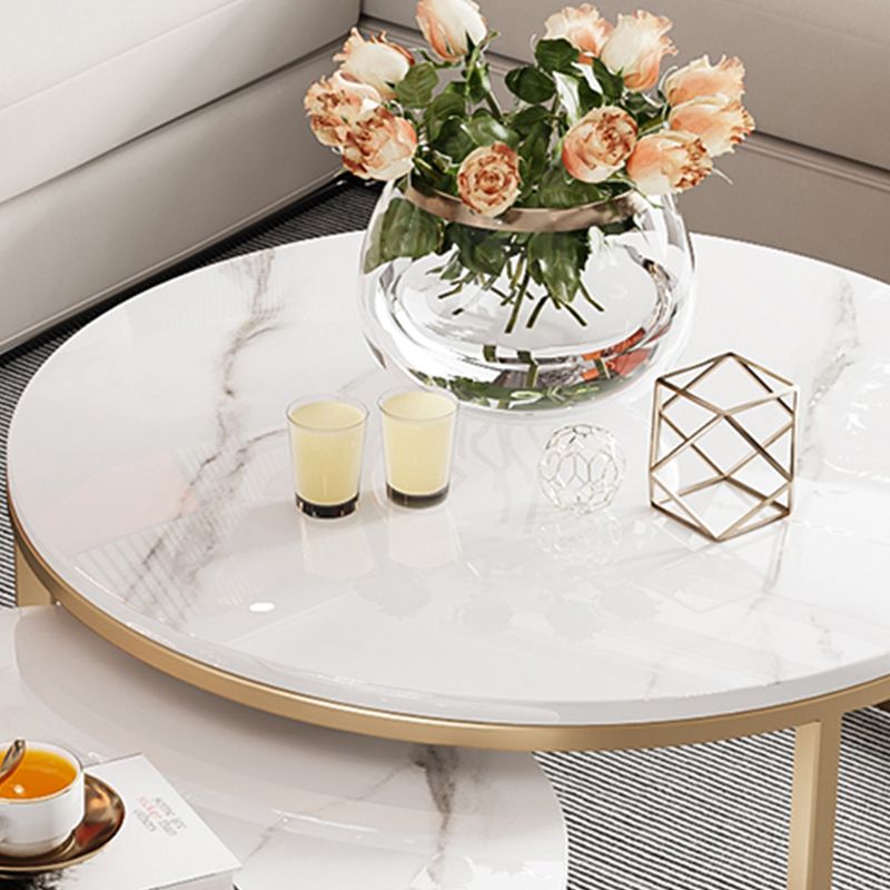 Glass Top Coffee Table Frame 2 Piece Nesting Tables with Golden Legs