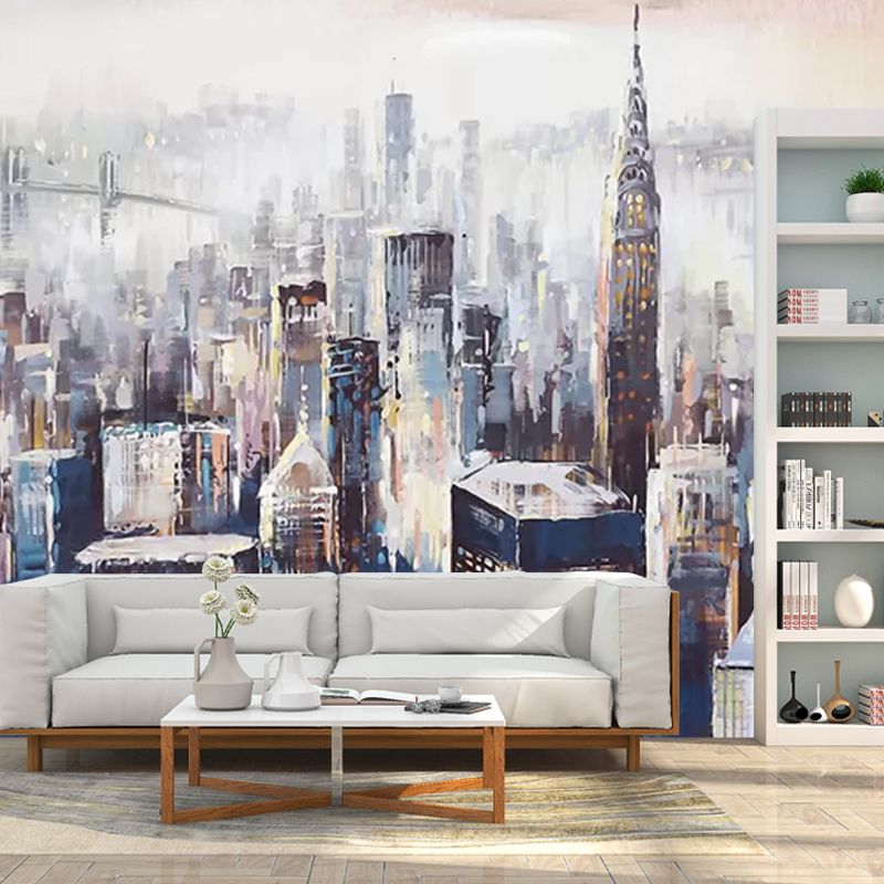 Decorative Urban Skyscrapers Wall Covering Custom-Printed Contemporary Wall Mural for Accent Wall