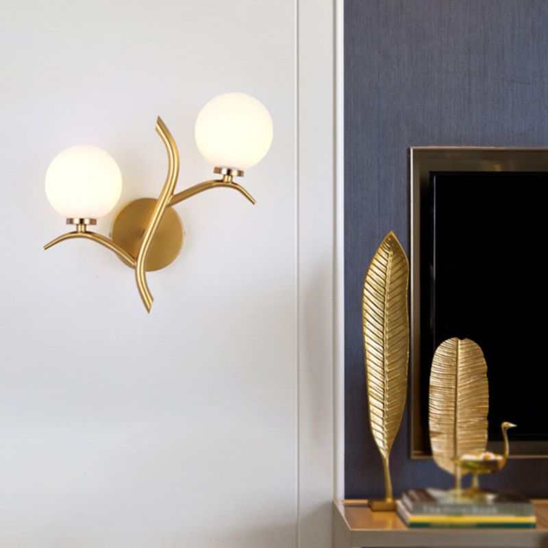 Modern Style Glass Wall Lamp Living Room Wall Mounted Light Fixture