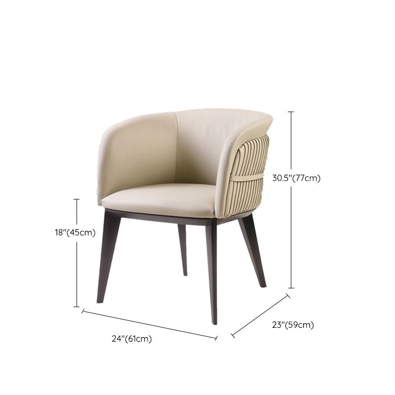 Parsons Arm Chair Leather Wooden Base Dining Chair for Dining Room