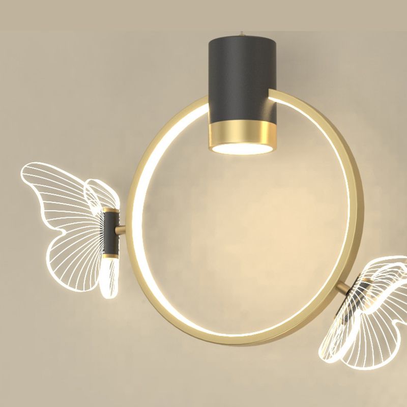 Luz colgante de anillo de halo dorado simplicidad de colgante de colgante de led de metal para dormitorio