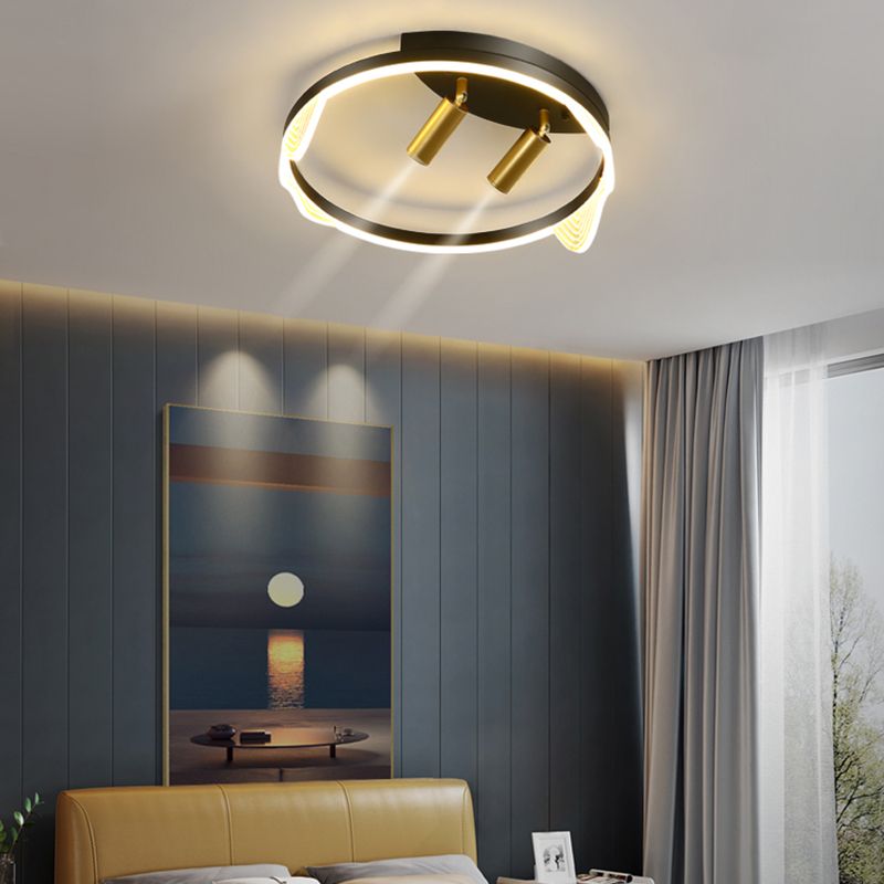 Circular Ceiling Light Fixture Modern Style Metal LED Bedroom Ceiling Fixture