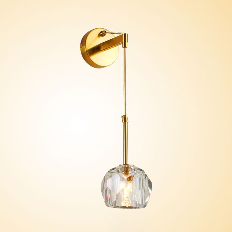 Modern Sphere Wall Mount Light Fixture 1 Light Sconce with Crystal Shade for Living Room