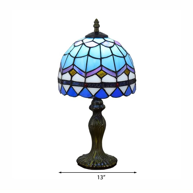 1 Licht 6 "/8" W gewölbte Tischlampe Barockstil Buntglas Schlafzimmer Tischbeleuchtung in Blau/Braun