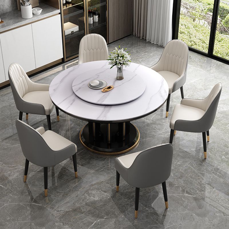 Modern Simple Dining Table Round Dinner Table with Rubberwood Base for Dining Room