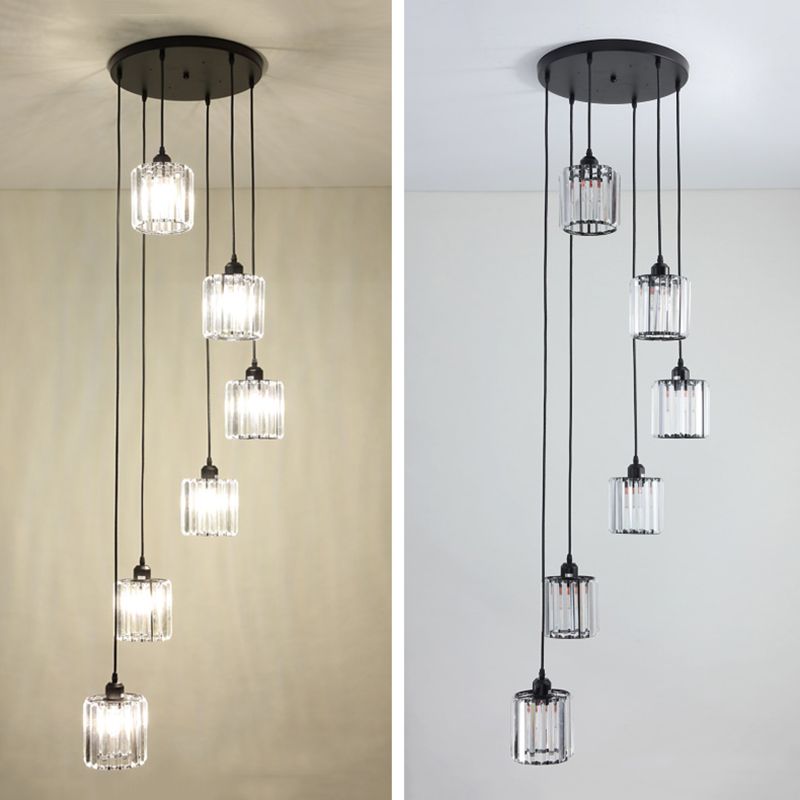 Modern Lumo geometrico di lusso Light Light Trooted in ferro battuto lampada sospesa con tonalità di cristallo