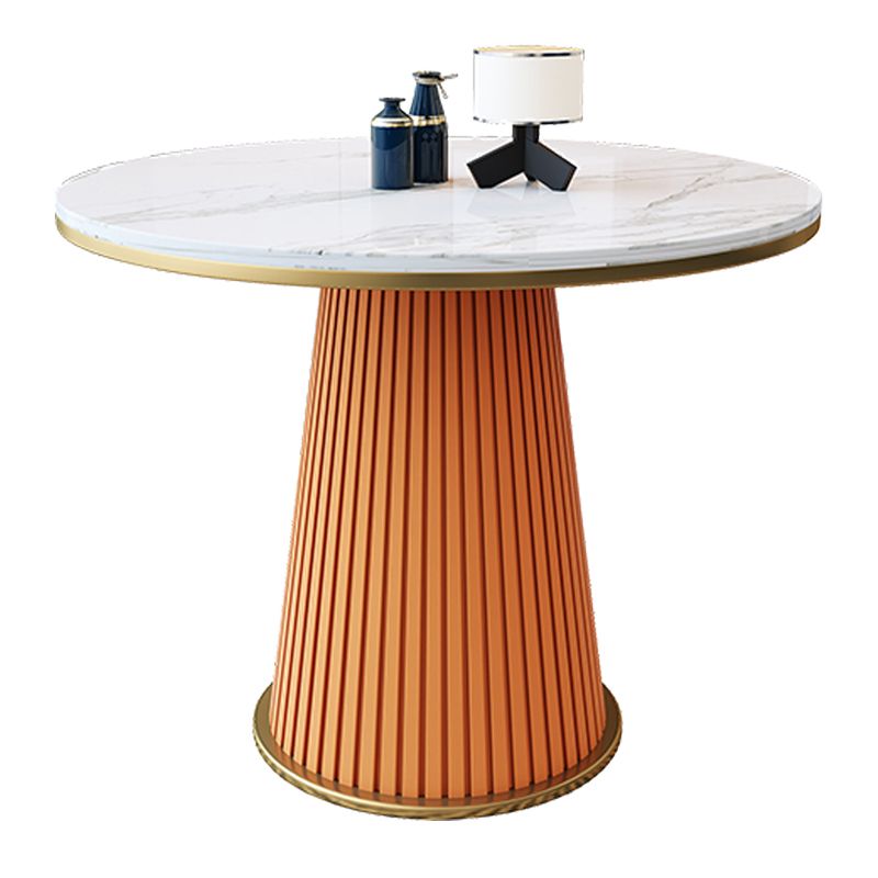 Round  Dinette Table Traditional Luxury Dinner Room Kitchen Table with Metal Base