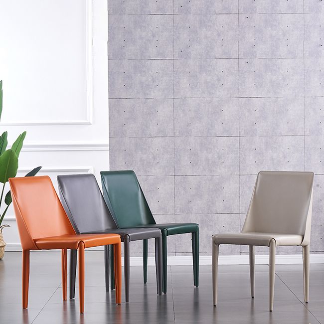 Silla de restaurante de cuero estilo diseñador, acabado mate, silla de comedor Parsons (juego de 2)