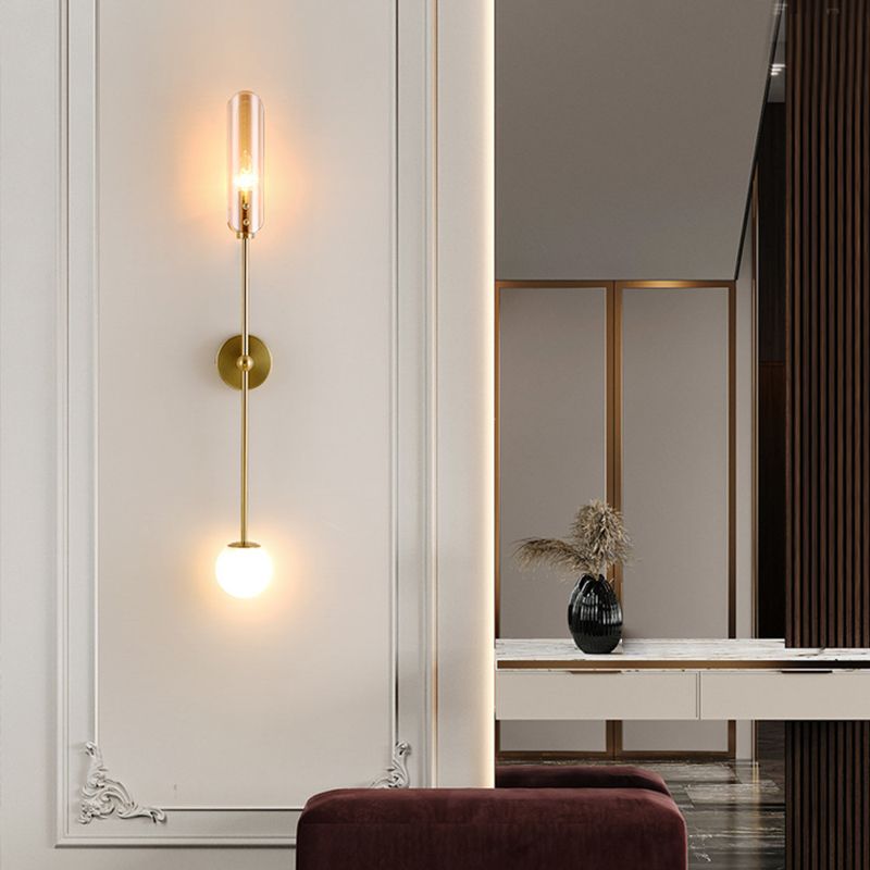 Industrial Glass Globe Wall Light Polish Finish Lighting for Dining Room