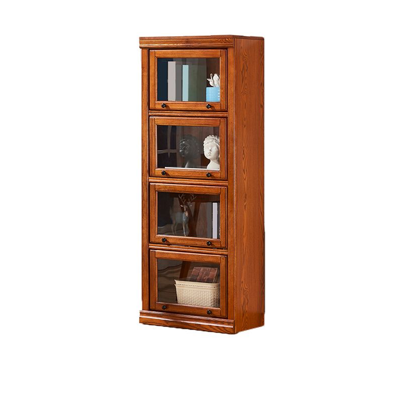 Mid-Century Modern Side Cabinet Square Accent Cabinet with Glass Paned