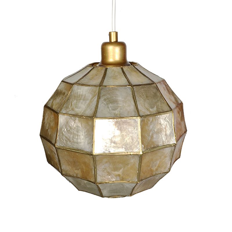 Gold Oval/Globe Techo colgante Luz Modernismo 1 Lámpara de colgilla de concha de luz para sala de estar