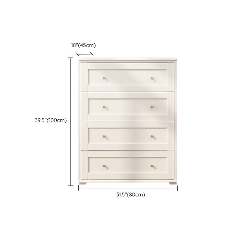 Glam White Chest Bedroom Solid Wood Storage Chest with Drawers