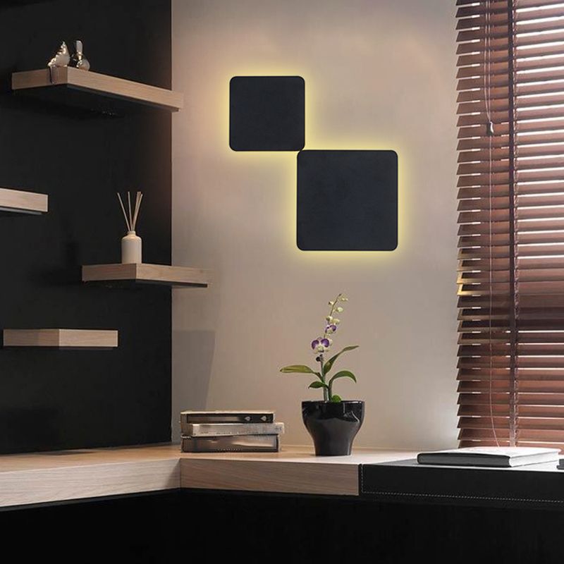 Simplicity Geometric Wall Sconce Metal 1 Light Wall Lighting Idea in Black