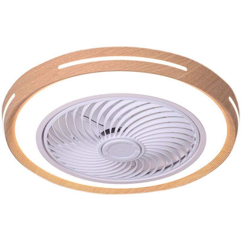 Holz Finish Runde Lüfter Lampe Nordic Metall LED Semi Flush Montiertes Licht für Schlafzimmer