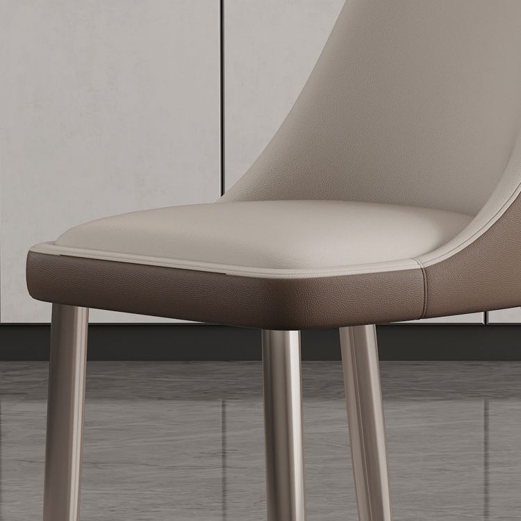 Faux Leather Armless Dining Chairs Glam Side Chairs with Metal Base