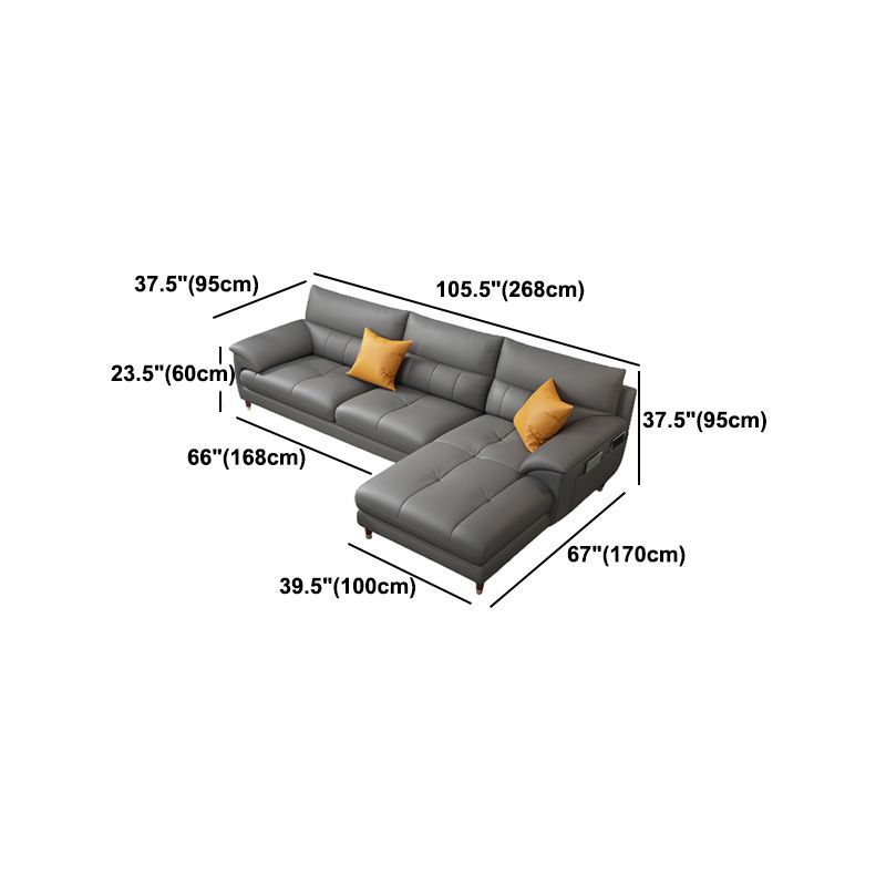Contemporary Genuine Leather Stain-Resistant Sectional Couch with Storage