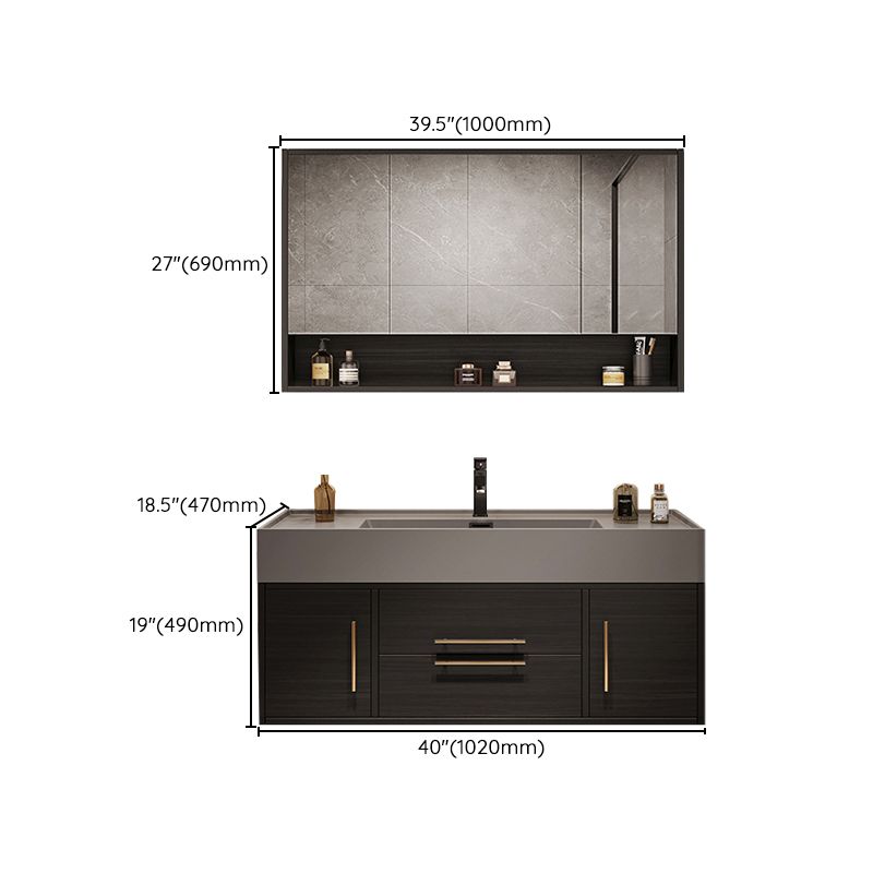 Wall Mount Bathroom Sink Vanity Glam Bathroom Vanity Set with Mirror