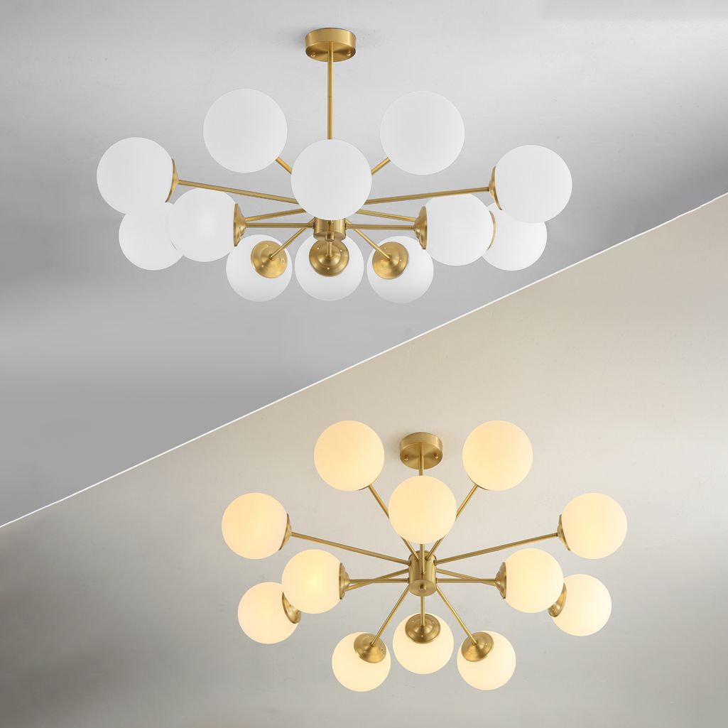 Globe kroonluchter verlichtingsarmaturen Designer Style Multi-Hoofd Suspension Light met witte glazen schaduw