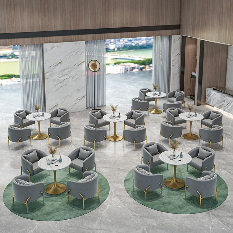 Glam Style Dinette Set 1/2/4/5 Pcs Round Stone Dinette Table with Dining Chair