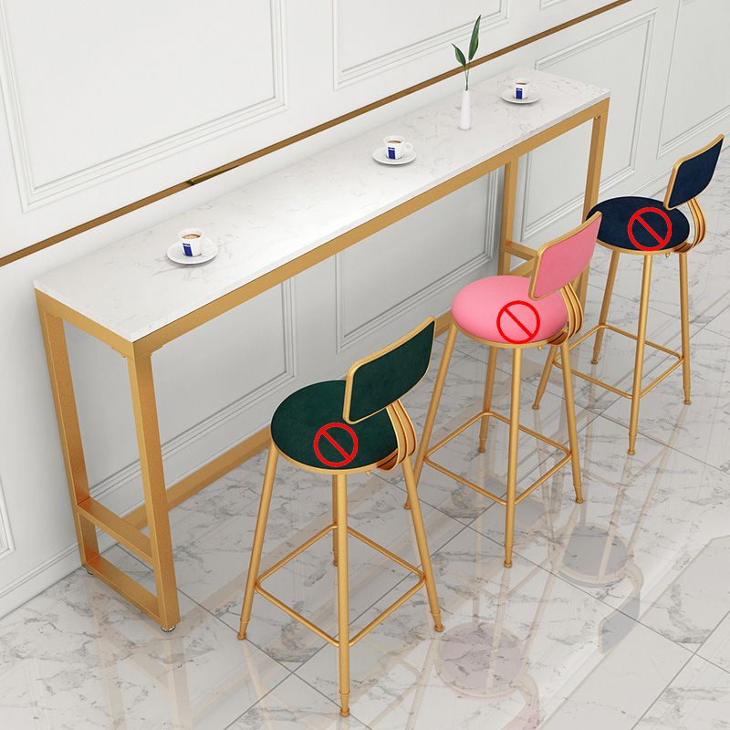 Indoor Glam Bar Dining Table White Marble Rectangle Counter Table