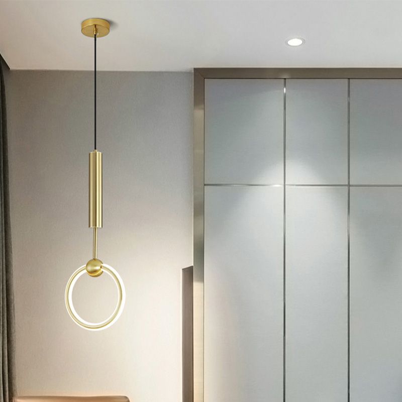Gouden cirkelvormige led hanglamp in moderne eenvoud smeedijzeren hangende lamp met siliconen schaduw