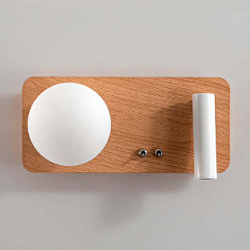 2 Lights Geometric Wall Light Modern Style Wood Wall Mount Light Fixture