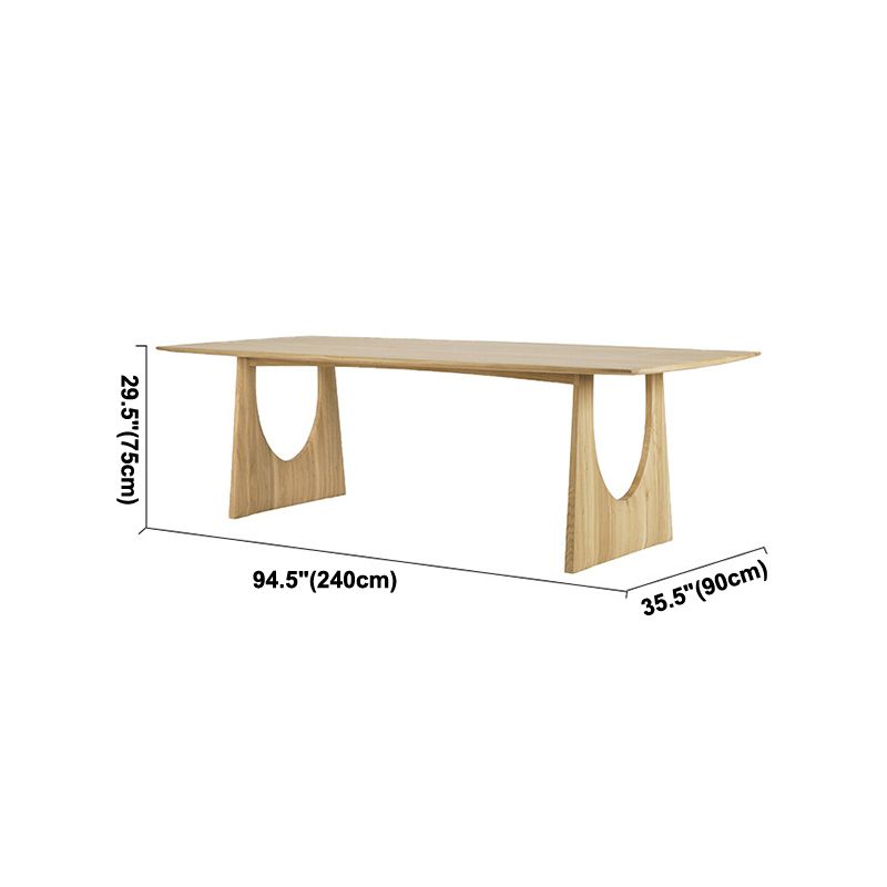 Rectangle Shape Wood Color Table Pine Solid Wood Table Modern with Double Pedestal