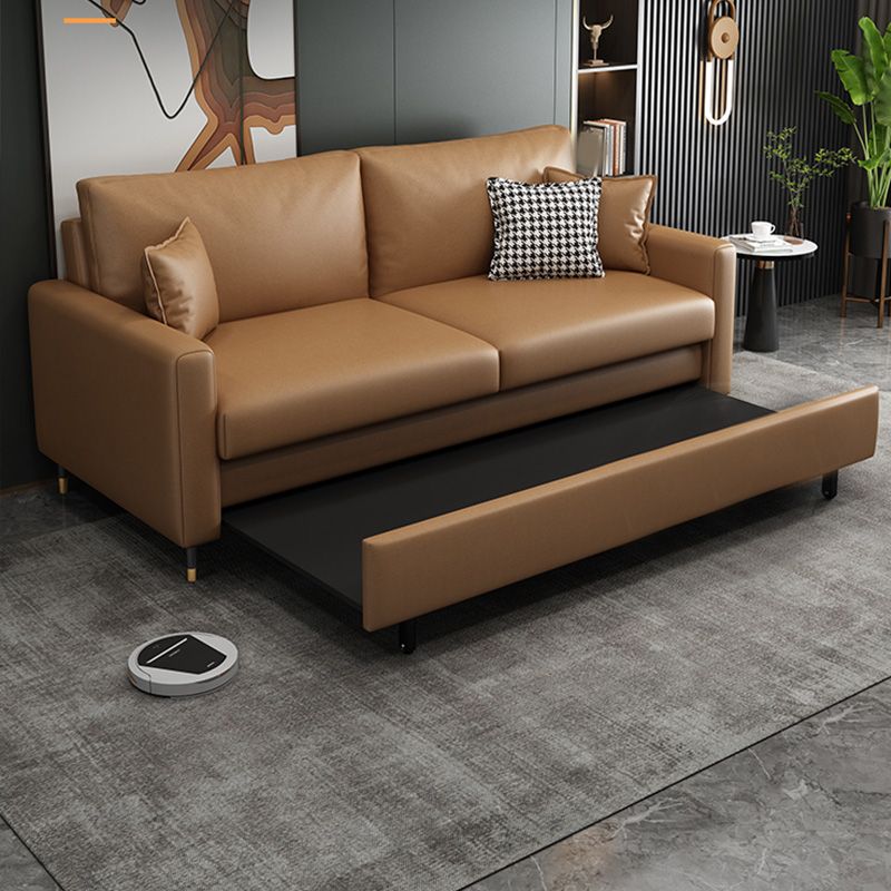 Faux Leather Sleeper Sofa Pillow Back Pillow Included Futon Sleeper Sofa