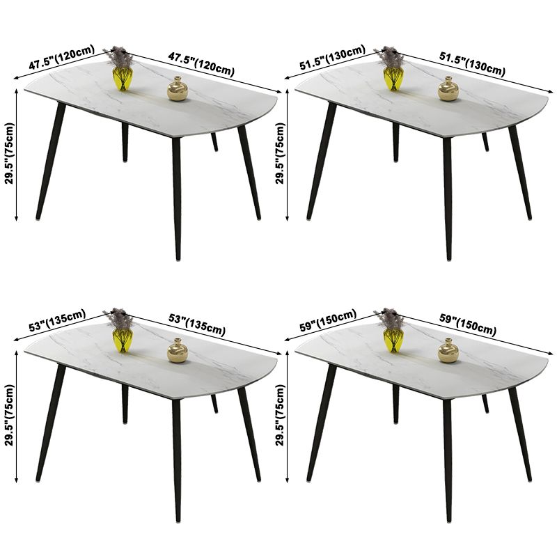 Foldable Sintered Stone Top Dining Table Round Table with Metal Base and 4 Legs