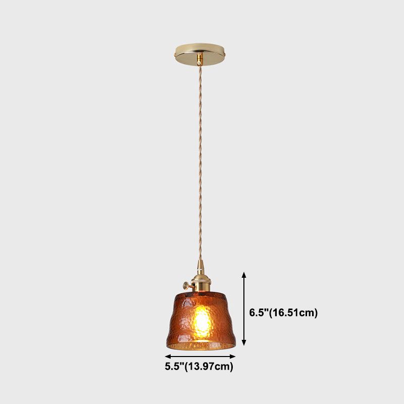 Geometry Shade Hanging Lighting Industrial Style Glass 1 Light Pendant Lamp for Bedside