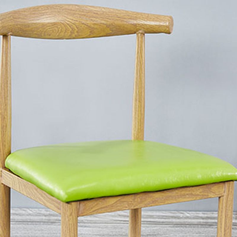 Contemporary Style Metal Kitchen Chairs Set Open Back Side PU Leather Chair