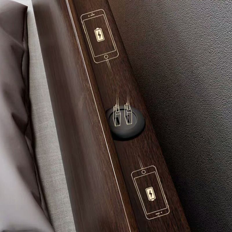 Traditional Espresso Panel Bed Walnut Rectangular Standard Bed with Headboard