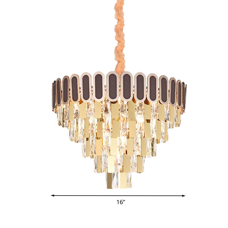 9/16 luci da pranzo lampadario kit di luce sospesa in oro contemporanea con tonalità di cristallo cono