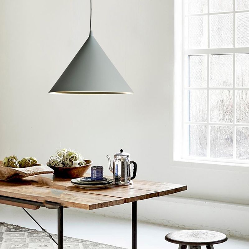 Cone Shape Hanging Light Modern Macaron Style Metal 1 Light Hanging Lamp for Living Room