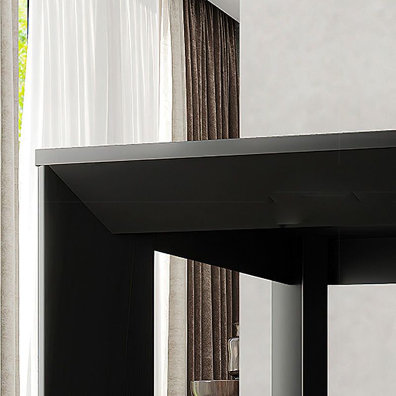 Rectangle Black Base Dining Table Modern Pine Wood Table for Kitchen Living Room