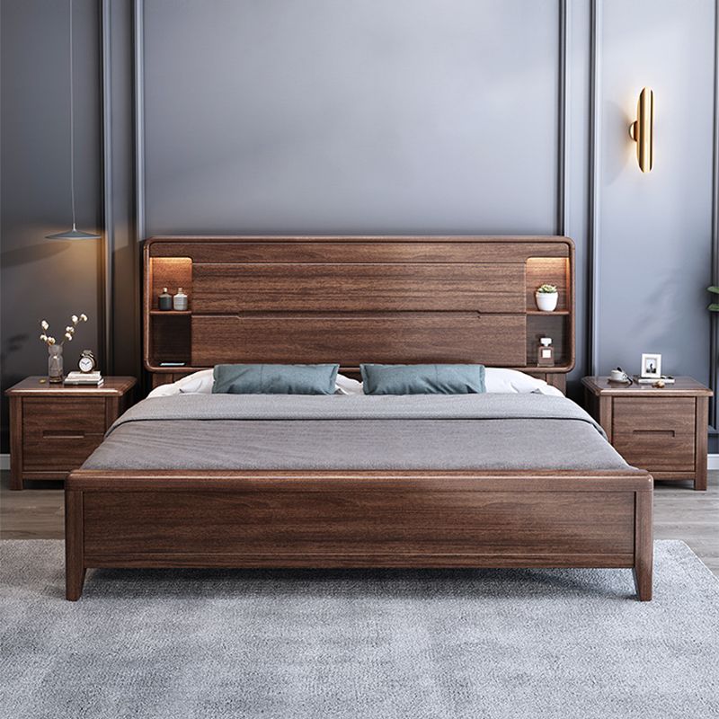 Scandinavian Solid Wood Storage with Headboard Rectangular Bed Frame