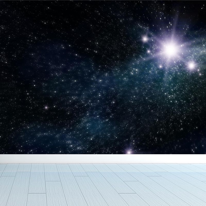 Autocollant Mural imprimé galaxie ciel nocturne, décoration murale moderne de couleur foncée pour chambre d'enfant